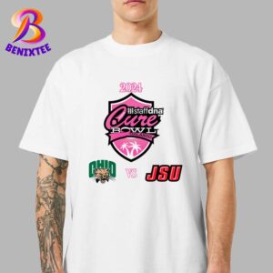 Ohio Bobcats Vs Jacksonville State Gamecocks 2024 StaffDNA Cure Bowl Matchup On December 20 2024 In Orlando Florida T-Shirt