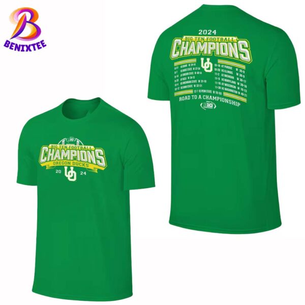 Oregon Ducks 2024 Big Ten Football Conference Champions Undefeated Schedule Two Sides Print Premium T-Shirt