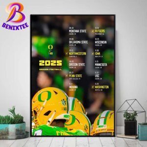 Oregon Ducks Football NCAA College Football 2025 Season Schedule Home Decor Poster Canvas