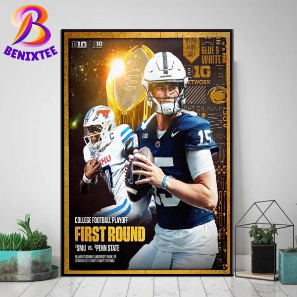 Penn State Nittany Lions Football Vs SMU Mustangs Football Matchup NCAA College Football Playoff First Round On December 21 2024 Poster Canvas