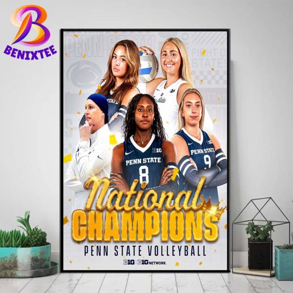 Penn State Nittany Lions Women’s Volleyball 2024 NCAA DI National Champions Home Decor Poster Canvas