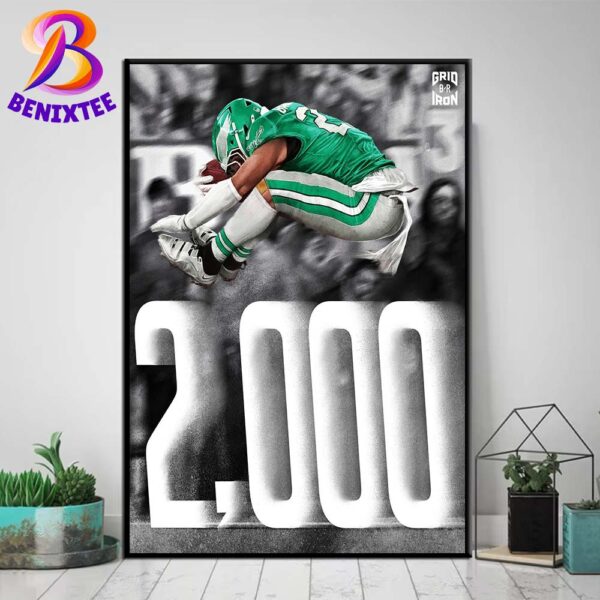 Saquon Barkley Soars To 2000 Rushing Yards In His First Year Aa An Philadelphia Eagles Home Decor Poster Canvas