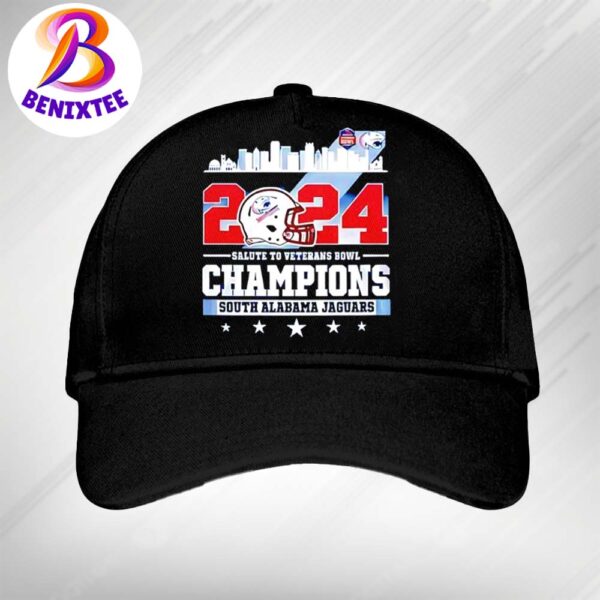 South Alabama Jaguars Football 2024 IS4S Salute to Veterans Bowl Champions Snapback Hat Classic Cap