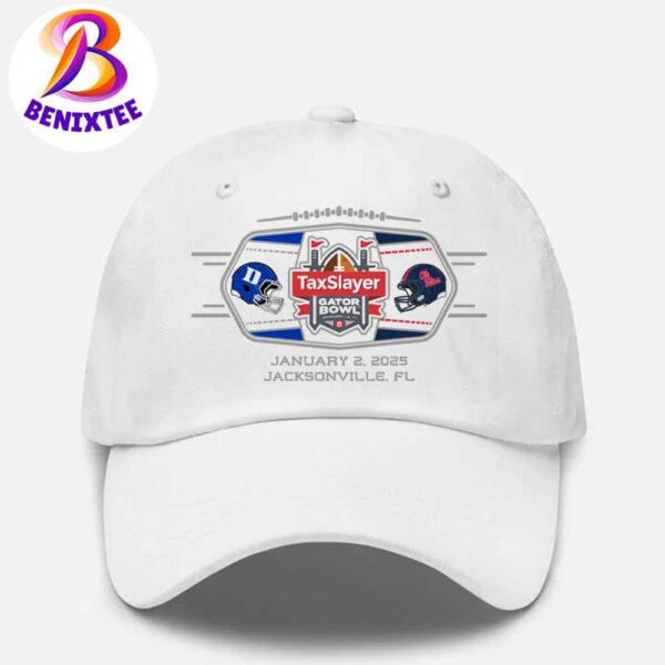 TAXSLAYER Gator Bowl Ole Miss Rebels Football Vs Duke Blue Devils Football Matchup In Jacksonville FL On January 2 2025 Hat Cap