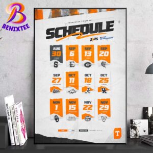 Tennessee Volunteers Football NCAA College Football 2025 Season Schedule Home Decor Poster Canvas