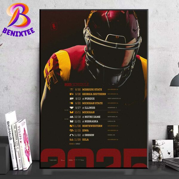 USC Trojans Football 2025 Season Schedule NCAA College Football Home Decor Poster Canvas