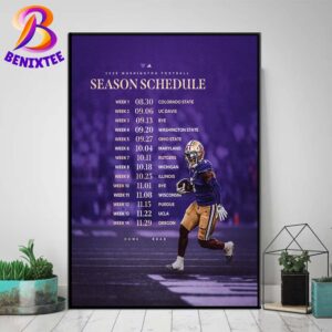 Washington Huskies Football 2025 Season Schedule NCAA College Football Home Decor Poster Canvas