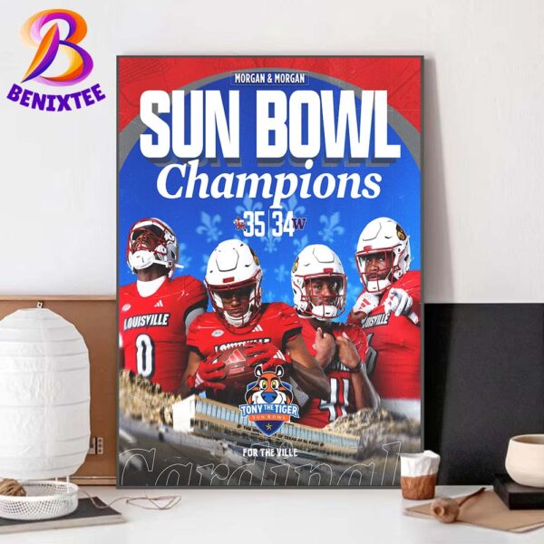 2024 Sun Bowl Champions Louisville Cardinals Football NCAA College 2024 Tony the Tiger Sun Bowl Home Decor Poster Canvas