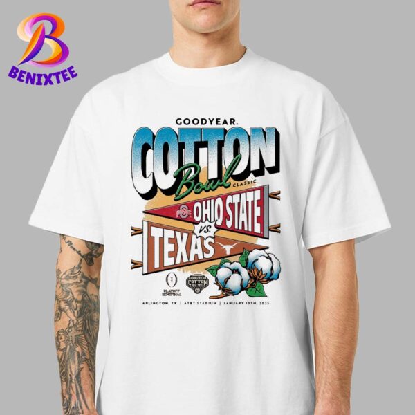 2025 Goodyear Cotton Bowl Classic Game Ohio State Buckeyes Vs Texas Longhorns College Football Playoff On January 10th 2025 Head-To-Head T-Shirt