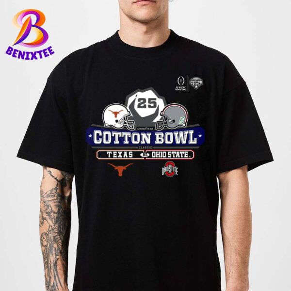 2025 Goodyear Cotton Bowl Classic Game Ohio State Buckeyes Vs Texas Longhorns NCAA College Football Playoff Unisex T-Shirt