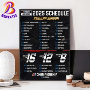 NASCAR Cup Series 2025 Schedule List Regular Season Home Decor Poster Canvas