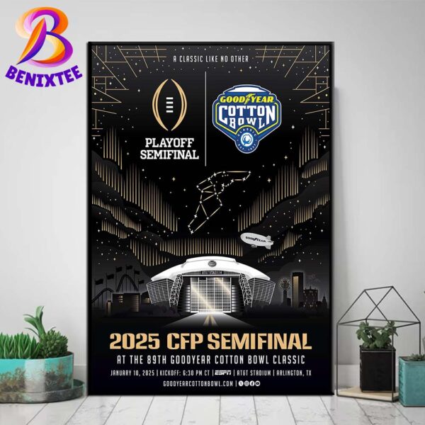 NCAA CFP Semifinal At the 89th Goodyear Cotton Bowl Classic 2025 Ohio State Buckeyes Vs Texas Longhorns On January 10 2025 Home Decor Poster Canvas