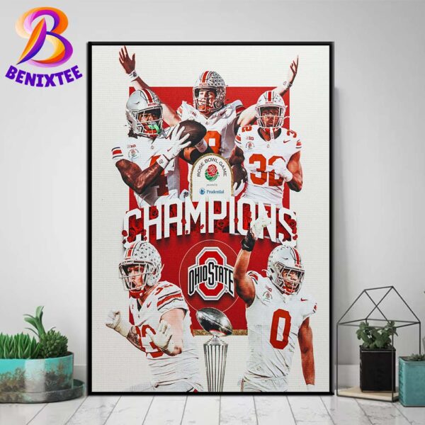 Ohio State Buckeyes Football Champions 2025 Rose Bowl NCAA College Football Home Decor Poster Canvas